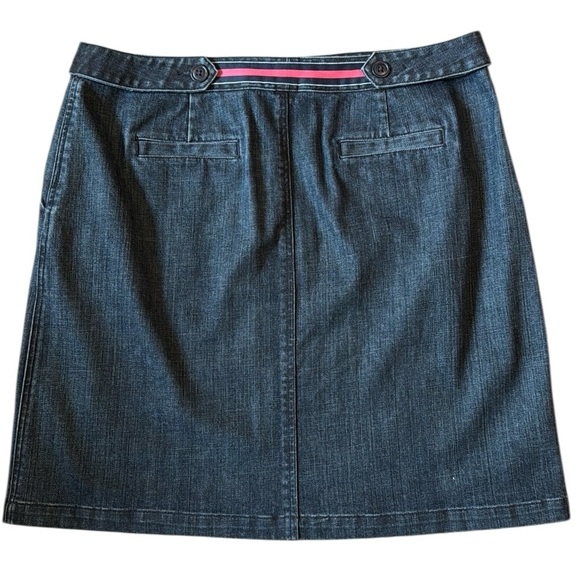 Talbots Preppy Grosgrain Waist Blue Denim Skirt Thick Cotton Stretch Pockets 16 - Picture 10 of 11